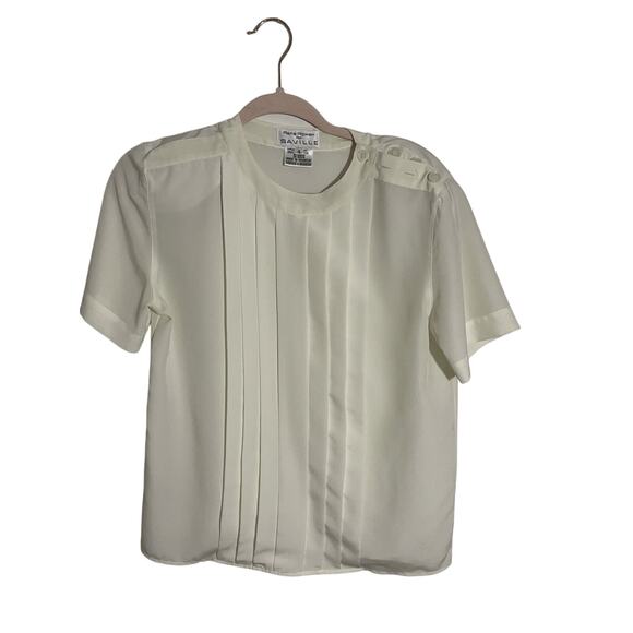 Rena Rowan Vintage Cream Preppy Academia 60's Femme Minimalist Blouse Sz 4 - Picture 1 of 6